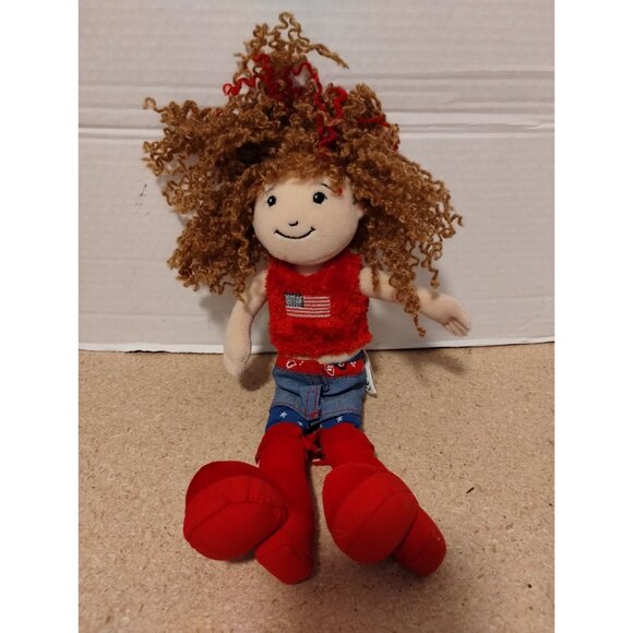 Vanessa Manhattan Toy Plush Doll Curly Hair Red Outfit Denim Pants Red Boots 12" - Picture 1 of 5
